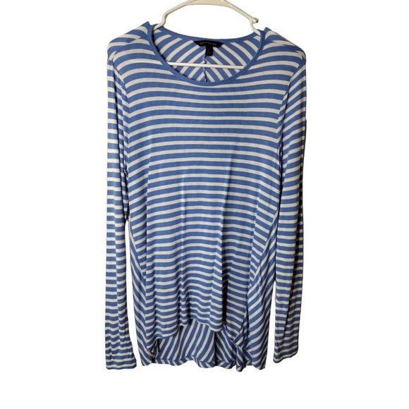 Banana Republic Top Womens Petite Small Striped High Low Hem Casual Blue White - Picture 1 of 8